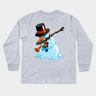 Dabbing Snowman Kids Long Sleeve T-Shirt